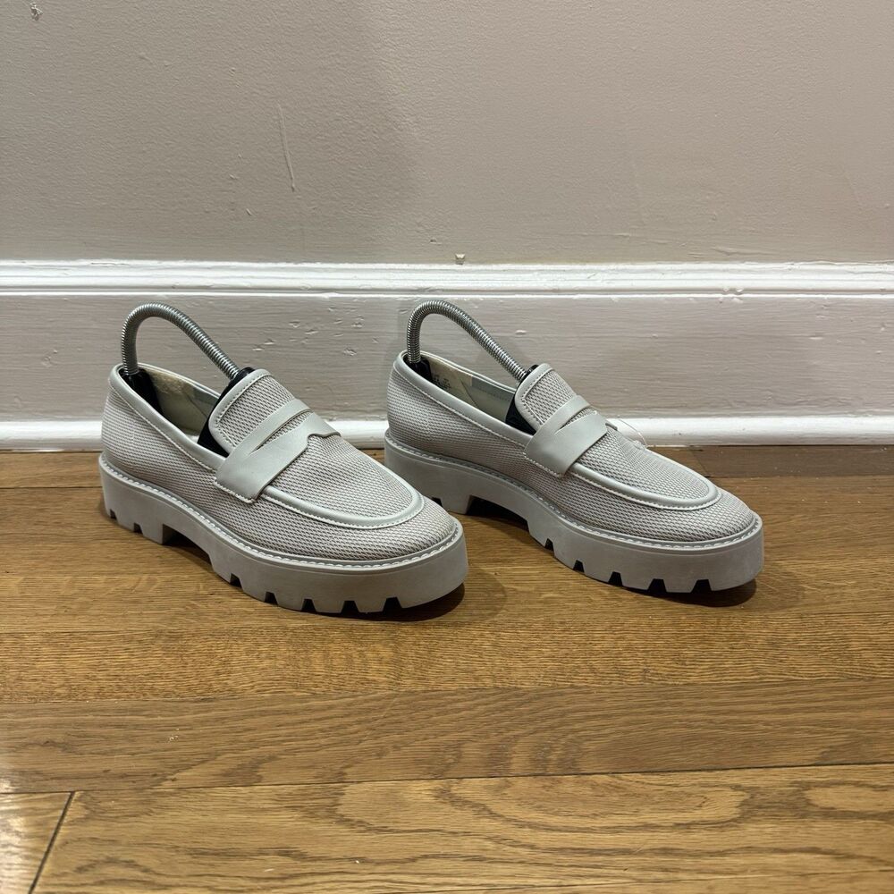 Franco Sarto Balin Lug Sole Penny Loafer Platform Chunky Gray Women's Size‎ 8.5